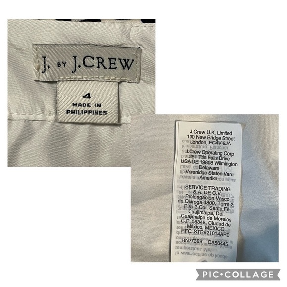 J. by J. Crew Blue/White/Black Abstract Floral Print Pencil Skirt - Sz 4 - Picture 3 of 10